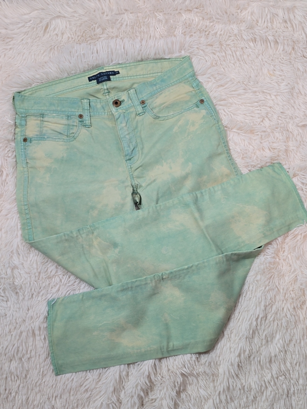 Ralph Lauren Mint Green Tie-Dye Jeans Size 28 - Picture 1 of 13